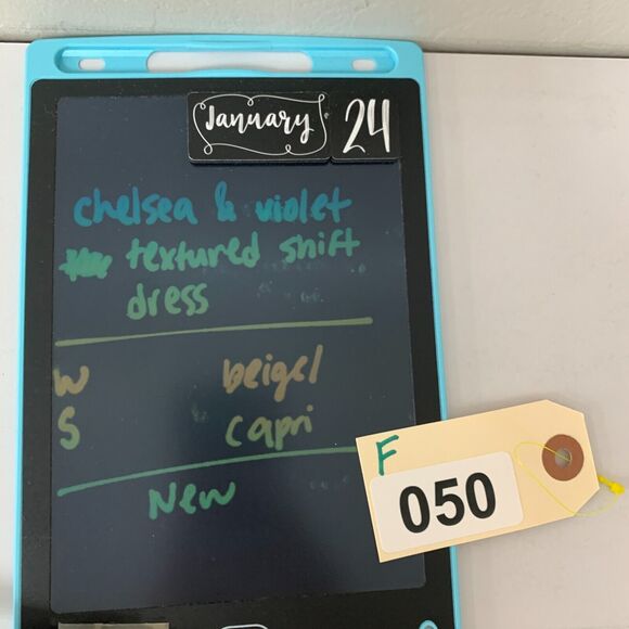 Chelsea & Violet Dress Womens Small Beige Blue Shift Textured Keyhole Ikat Lined - Picture 14 of 15